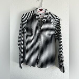 H&M Blue/White Strip button-down (DRY-CLEANED) | size: 6